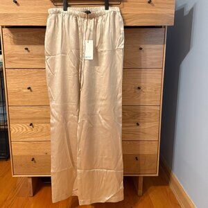 NWT Quince 100% Washable Silk Drawstring Wide Leg Pants Size Small